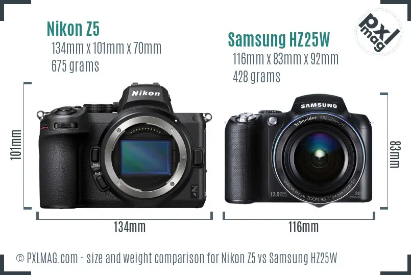 Nikon Z5 vs Samsung HZ25W size comparison Nikon Z5 vs Samsung HZ25W size comparison