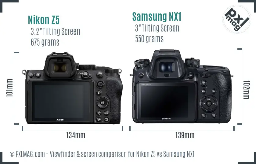 Nikon Z5 vs Samsung NX1 Screen and Viewfinder comparison