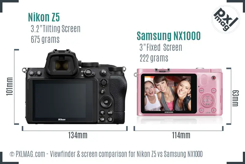 Nikon Z5 vs Samsung NX1000 Screen and Viewfinder comparison Nikon Z5 vs Samsung NX1000 Screen and Viewfinder comparison