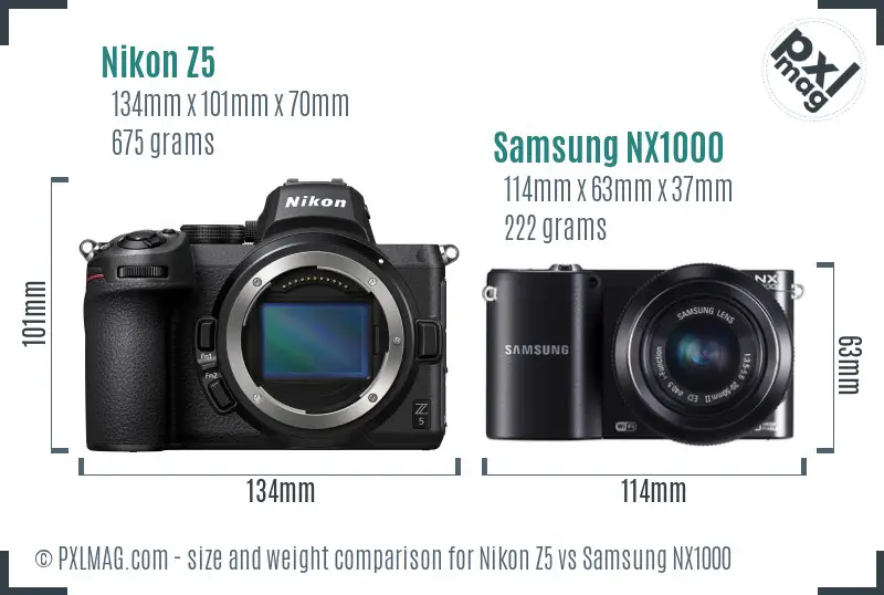 Nikon Z5 vs Samsung NX1000 size comparison Nikon Z5 vs Samsung NX1000 size comparison