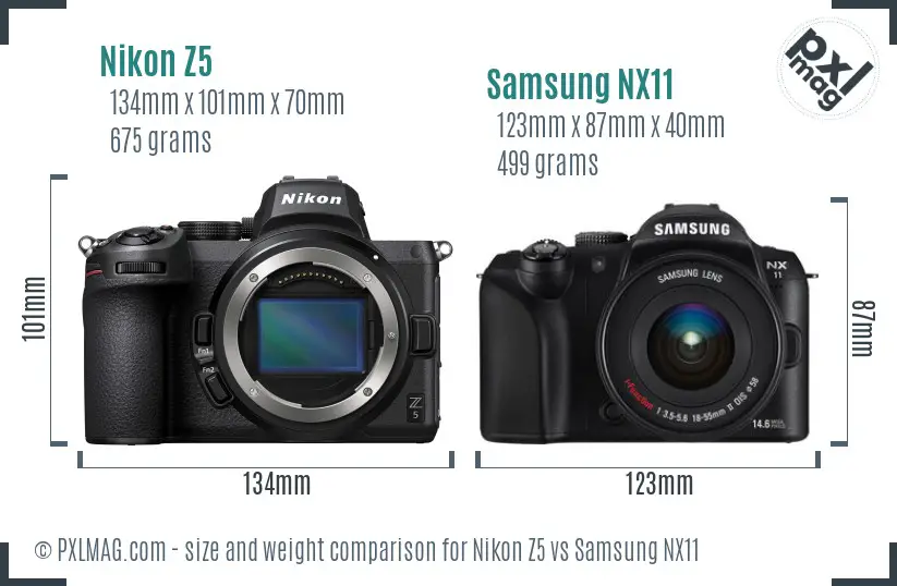 Nikon Z5 vs Samsung NX11 size comparison