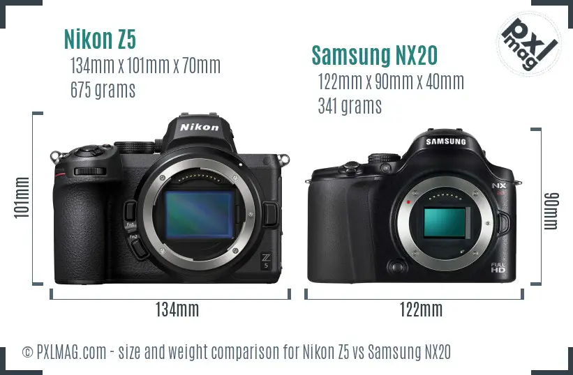 Nikon Z5 vs Samsung NX20 size comparison