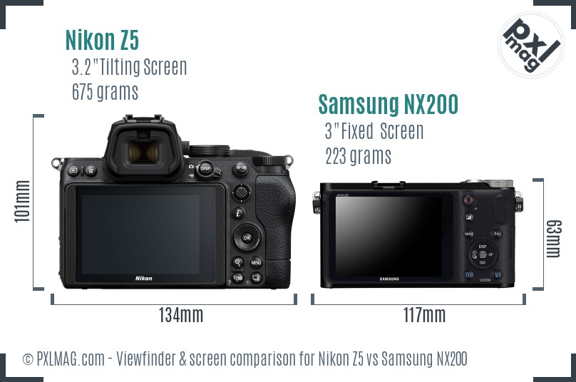 Nikon Z5 vs Samsung NX200 Screen and Viewfinder comparison