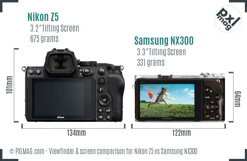 Nikon Z5 vs Samsung NX300 Screen and Viewfinder comparison