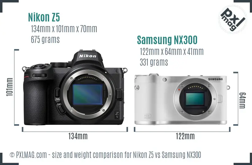 Nikon Z5 vs Samsung NX300 size comparison