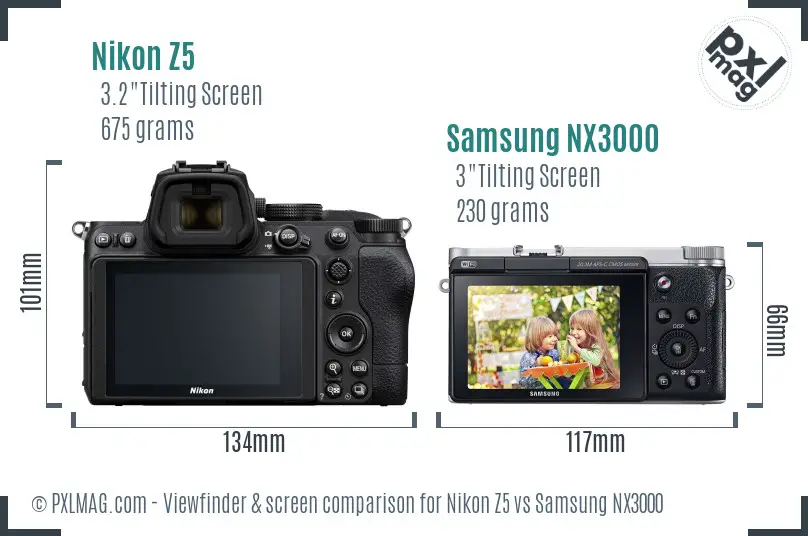 Nikon Z5 vs Samsung NX3000 Screen and Viewfinder comparison