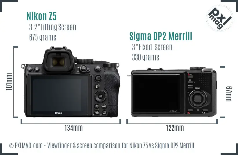Nikon Z5 vs Sigma DP2 Merrill Screen and Viewfinder comparison