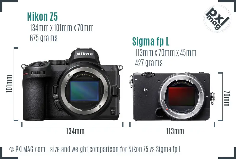 Nikon Z5 vs Sigma fp L size comparison