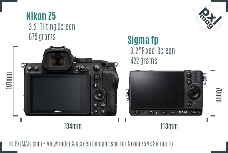 Nikon Z5 vs Sigma fp Screen and Viewfinder comparison