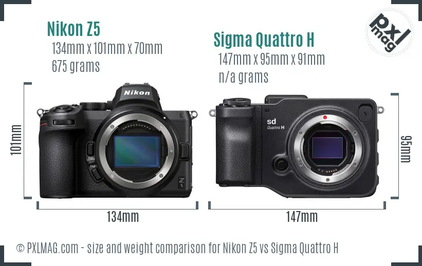 Nikon Z5 vs Sigma Quattro H size comparison