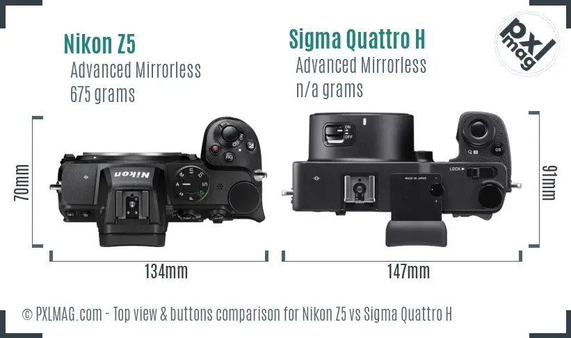 Nikon Z5 vs Sigma Quattro H top view buttons comparison