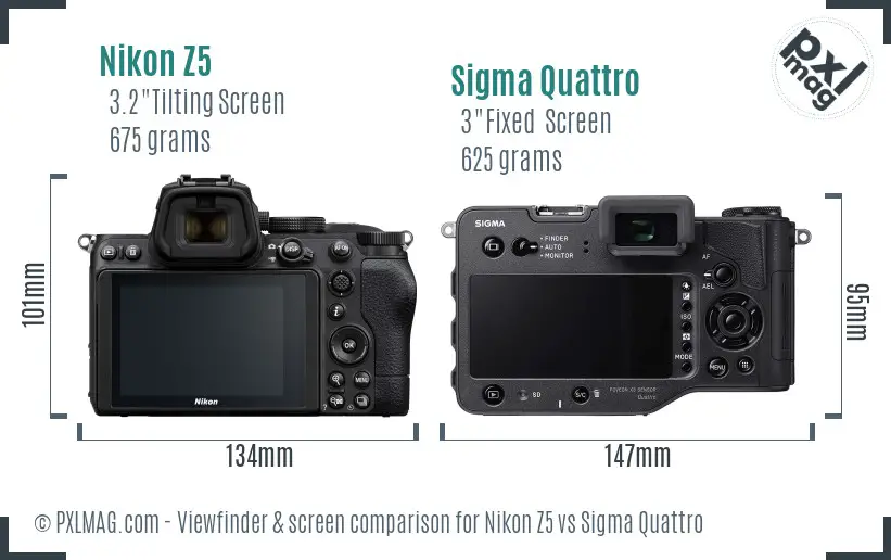 Nikon Z5 vs Sigma Quattro Screen and Viewfinder comparison