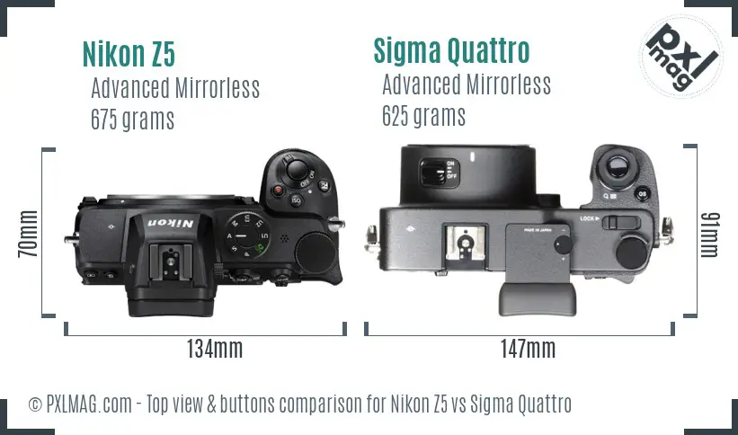 Nikon Z5 vs Sigma Quattro top view buttons comparison