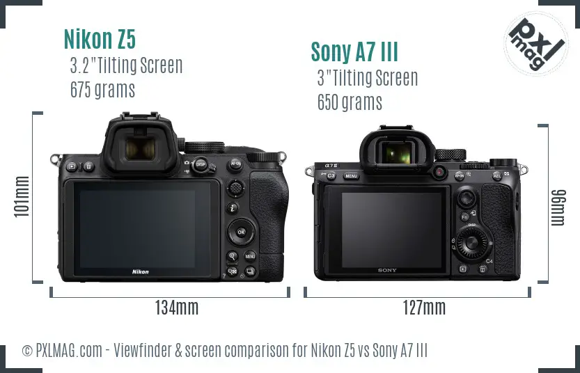Nikon Z5 vs Sony A7 III Screen and Viewfinder comparison