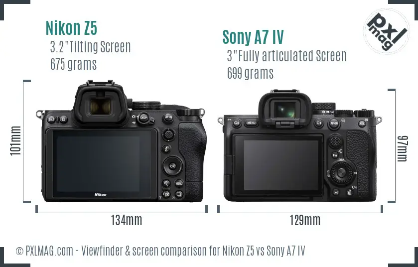 Nikon Z5 vs Sony A7 IV Screen and Viewfinder comparison