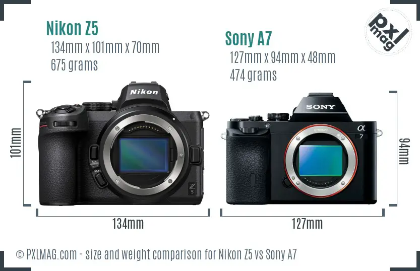 Nikon Z5 vs Sony A7 size comparison