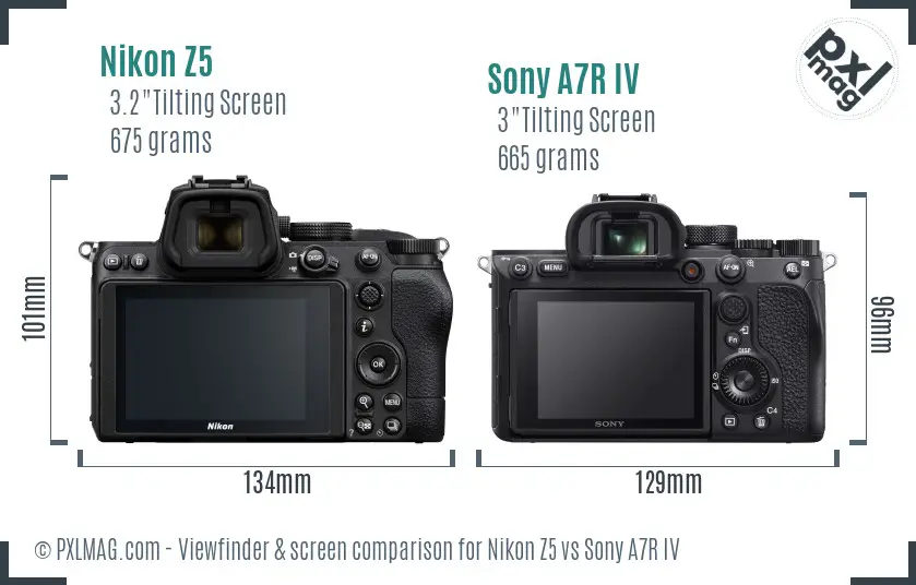 Nikon Z5 vs Sony A7R IV Screen and Viewfinder comparison