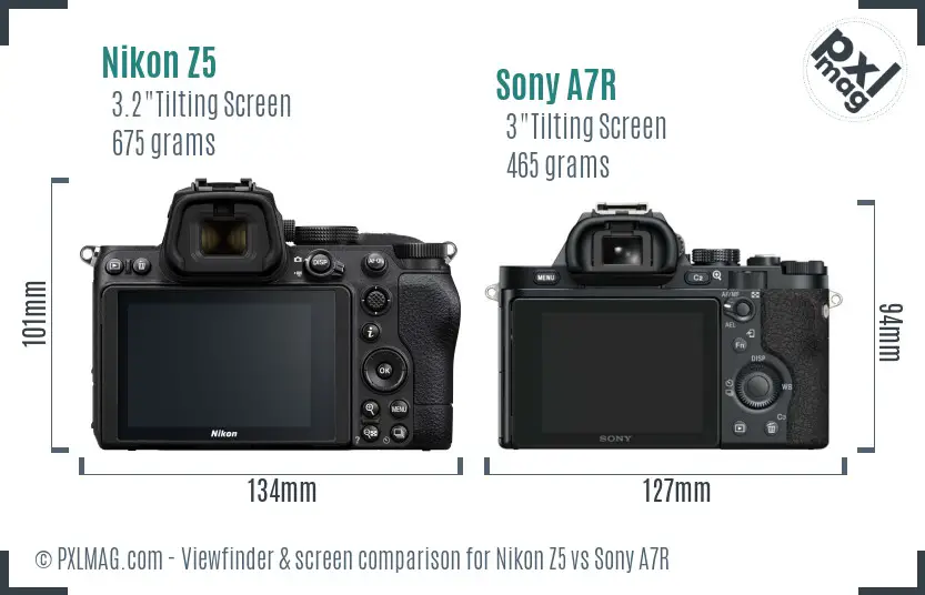 Nikon Z5 vs Sony A7R Screen and Viewfinder comparison