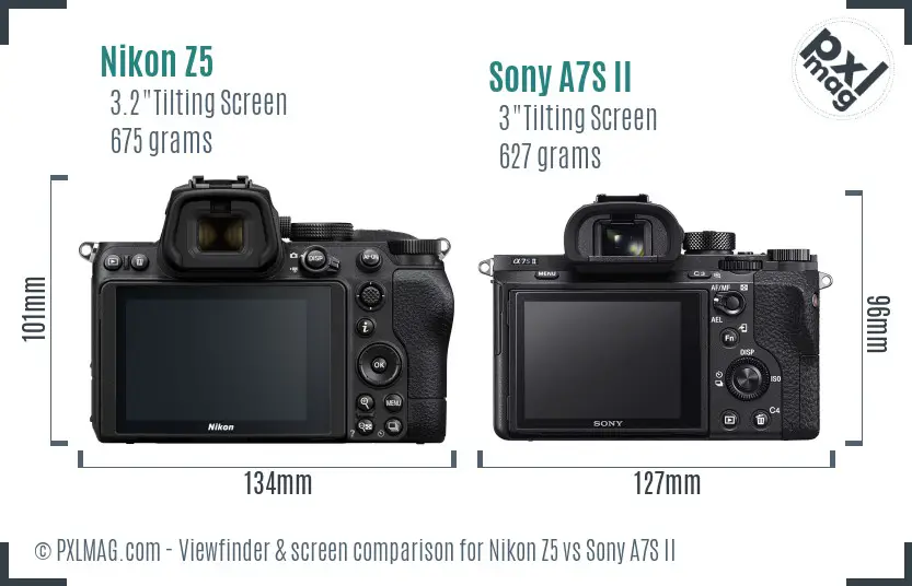 Nikon Z5 vs Sony A7S II Screen and Viewfinder comparison