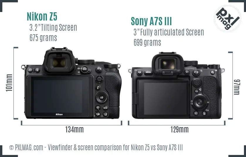 Nikon Z5 vs Sony A7S III Screen and Viewfinder comparison