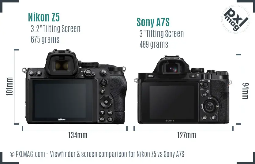 Nikon Z5 vs Sony A7S Screen and Viewfinder comparison