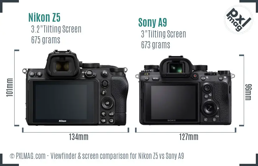 Nikon Z5 vs Sony A9 Screen and Viewfinder comparison