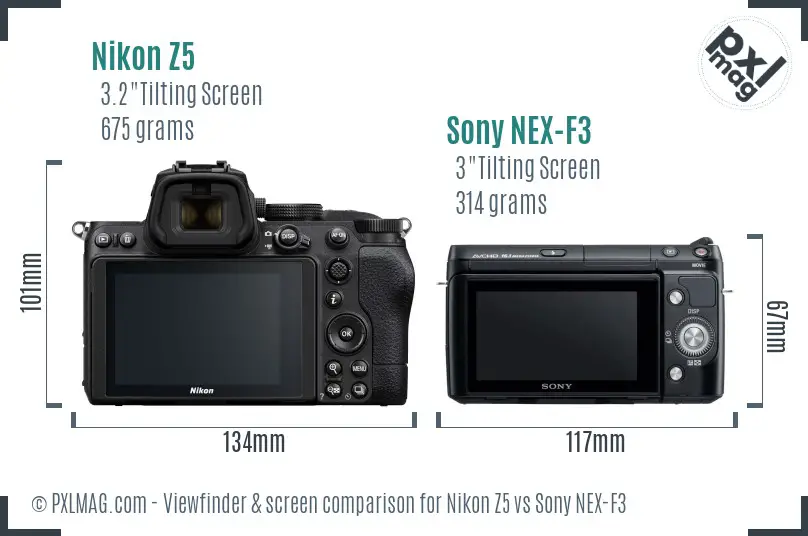 Nikon Z5 vs Sony NEX-F3 Screen and Viewfinder comparison
