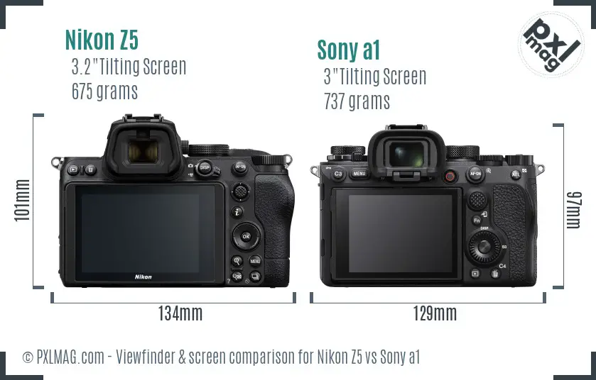 Nikon Z5 vs Sony a1 Screen and Viewfinder comparison