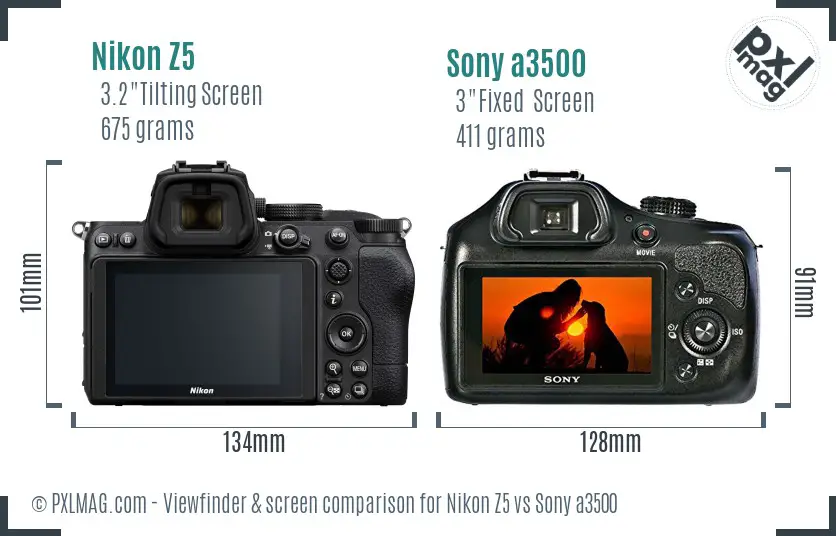 Nikon Z5 vs Sony a3500 Screen and Viewfinder comparison Nikon Z5 vs Sony a3500 Screen and Viewfinder comparison