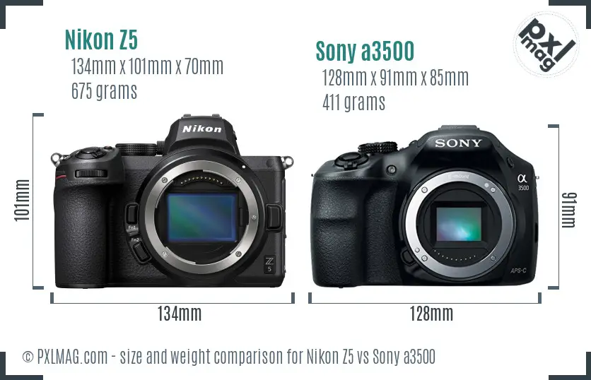 Nikon Z5 vs Sony a3500 size comparison Nikon Z5 vs Sony a3500 size comparison
