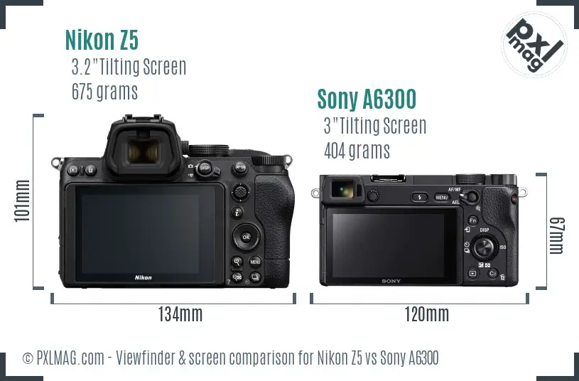 Nikon Z5 vs Sony A6300 Screen and Viewfinder comparison