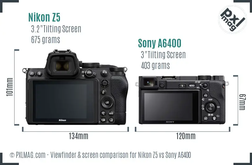 Nikon Z5 vs Sony A6400 Screen and Viewfinder comparison