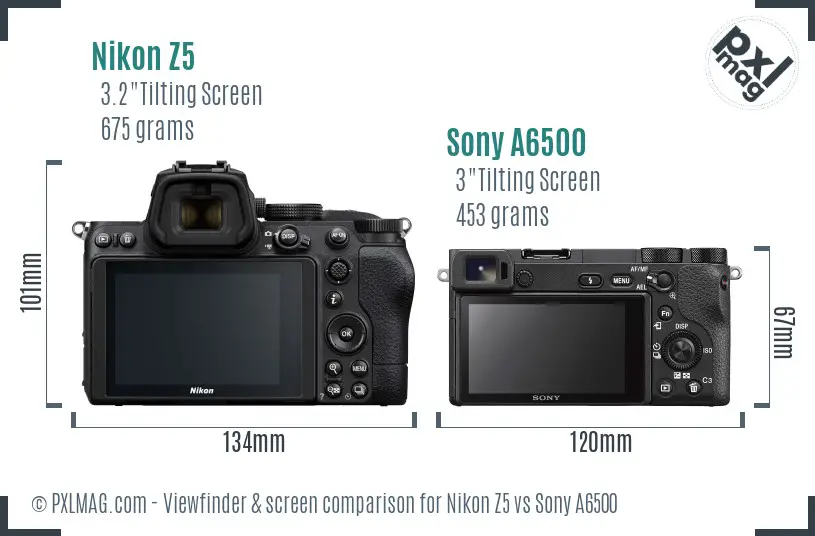 Nikon Z5 vs Sony A6500 Screen and Viewfinder comparison