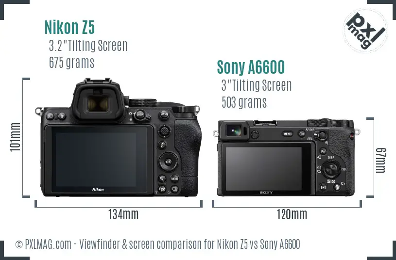 Nikon Z5 vs Sony A6600 Screen and Viewfinder comparison