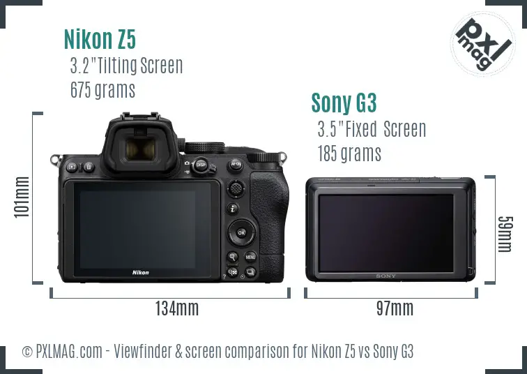 Nikon Z5 vs Sony G3 Screen and Viewfinder comparison