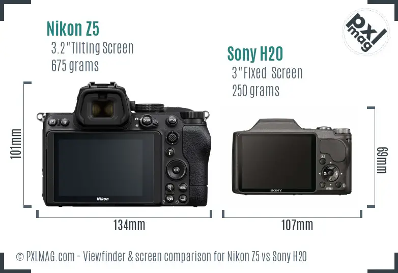 Nikon Z5 vs Sony H20 Screen and Viewfinder comparison