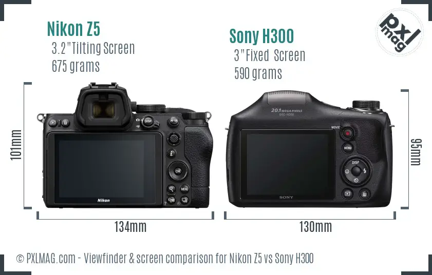Nikon Z5 vs Sony H300 Screen and Viewfinder comparison