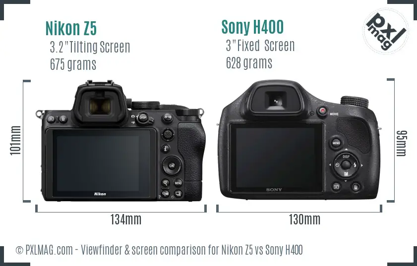 Nikon Z5 vs Sony H400 Screen and Viewfinder comparison