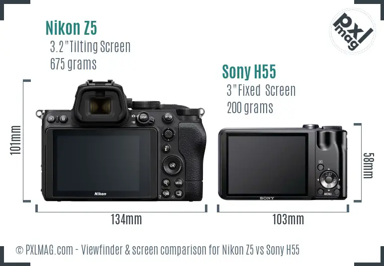 Nikon Z5 vs Sony H55 Screen and Viewfinder comparison