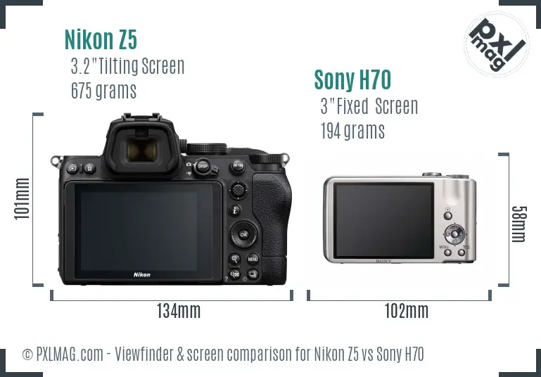 Nikon Z5 vs Sony H70 Screen and Viewfinder comparison