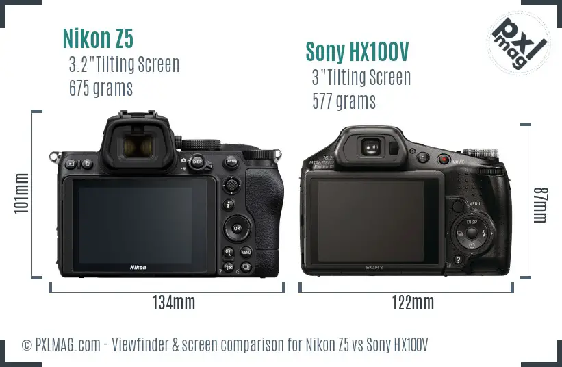 Nikon Z5 vs Sony HX100V Screen and Viewfinder comparison