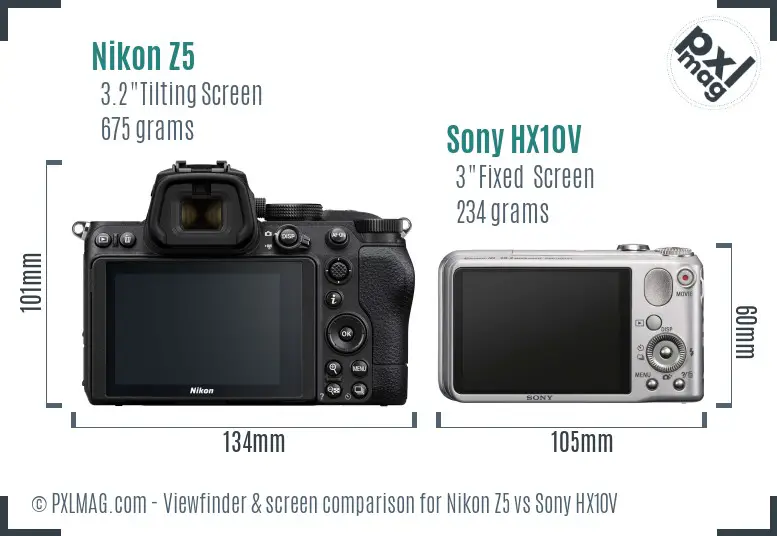 Nikon Z5 vs Sony HX10V Screen and Viewfinder comparison