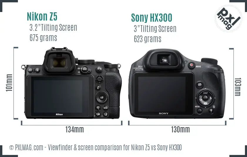 Nikon Z5 vs Sony HX300 Screen and Viewfinder comparison