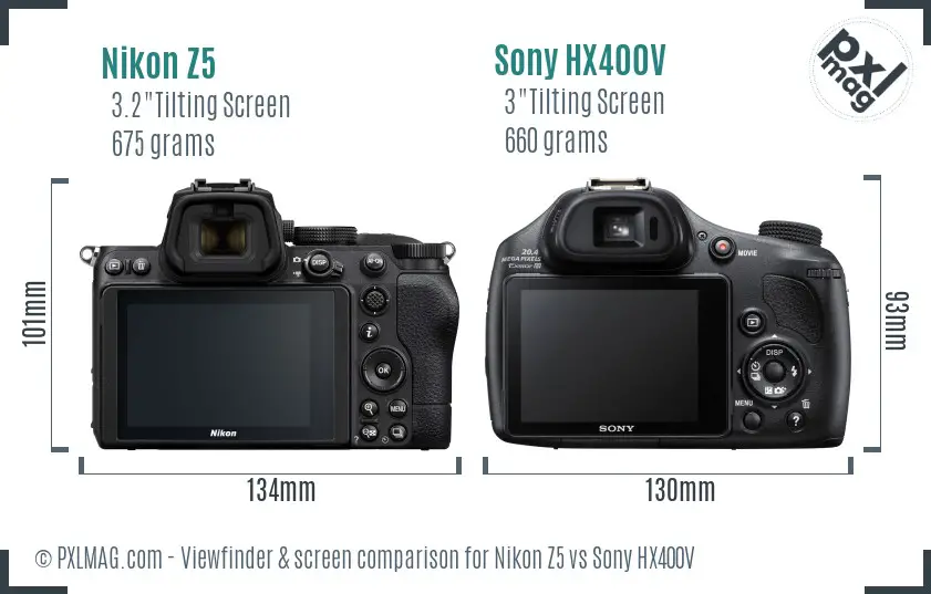Nikon Z5 vs Sony HX400V Screen and Viewfinder comparison