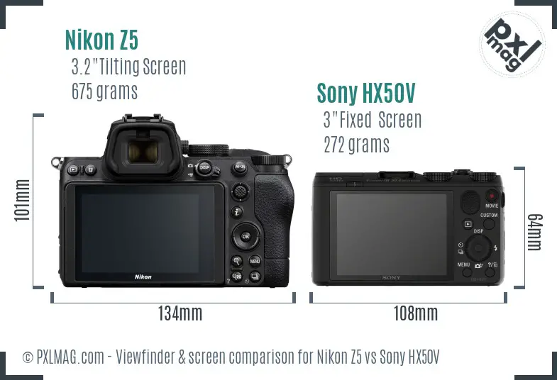 Nikon Z5 vs Sony HX50V Screen and Viewfinder comparison