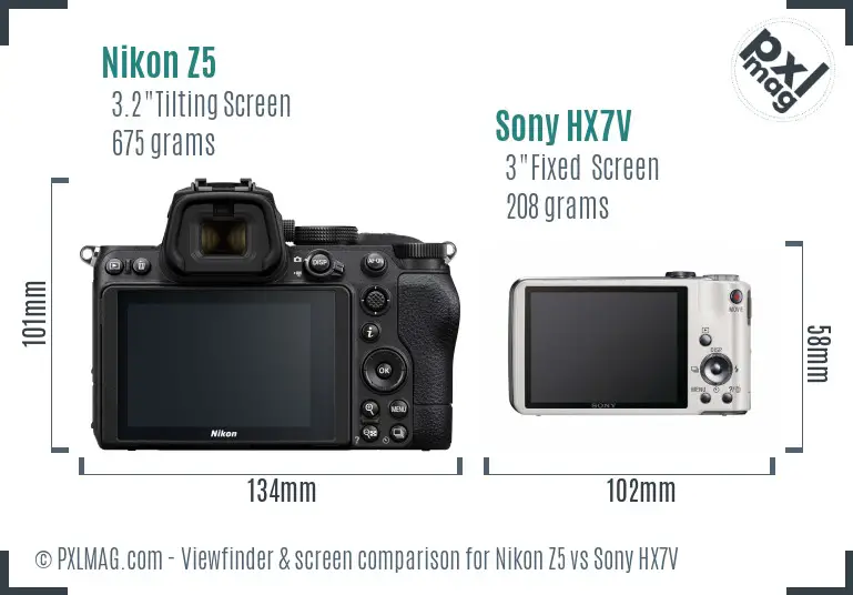 Nikon Z5 vs Sony HX7V Screen and Viewfinder comparison