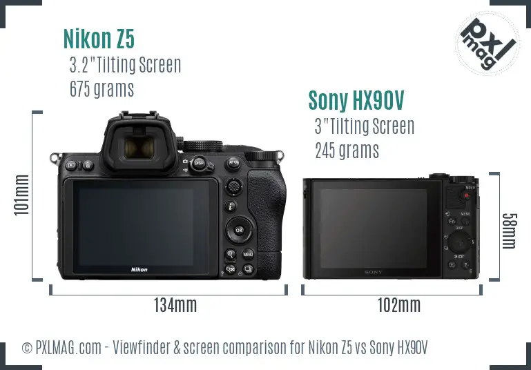 Nikon Z5 vs Sony HX90V Screen and Viewfinder comparison