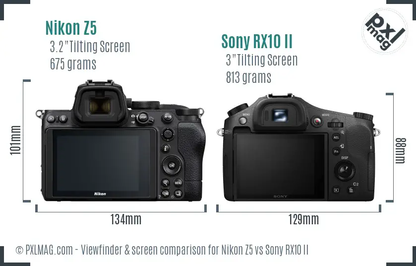 Nikon Z5 vs Sony RX10 II Screen and Viewfinder comparison