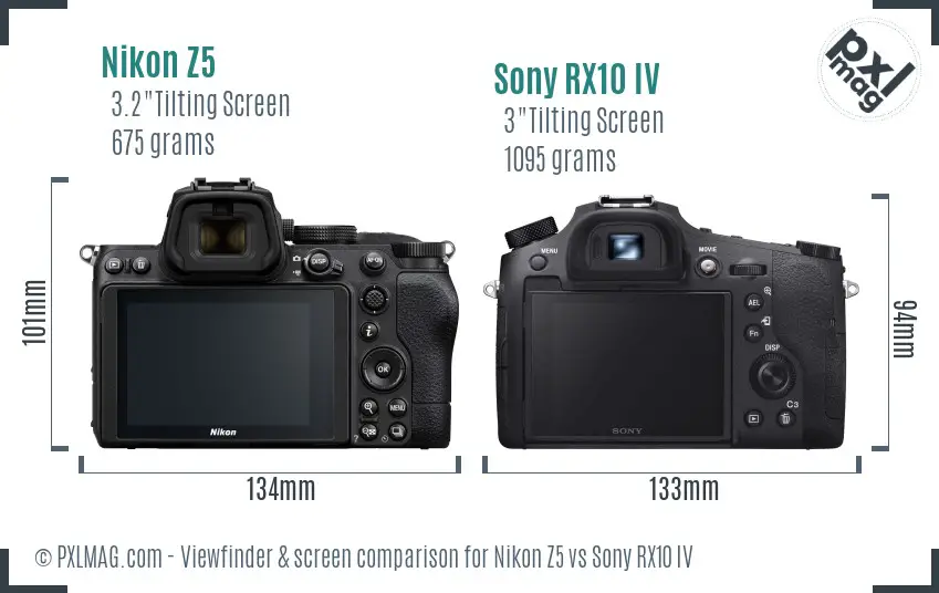 Nikon Z5 vs Sony RX10 IV Screen and Viewfinder comparison