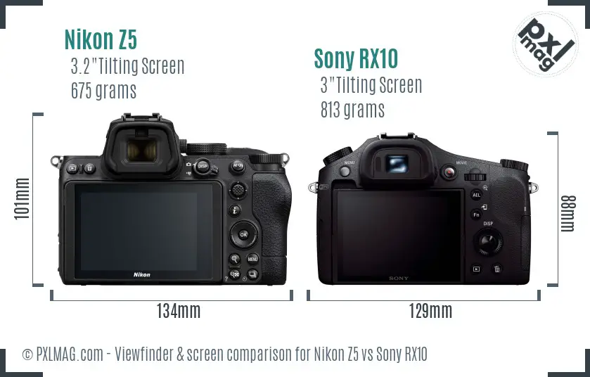 Nikon Z5 vs Sony RX10 Screen and Viewfinder comparison